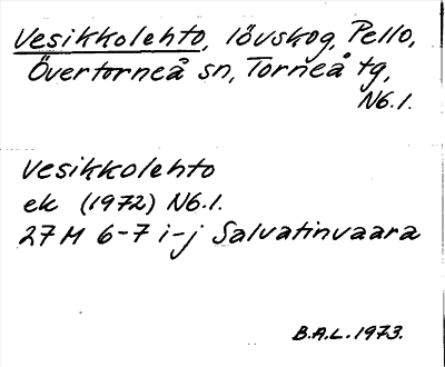 Bild på arkivkortet för arkivposten Vesikkolehto