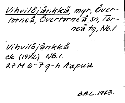 Bild på arkivkortet för arkivposten Vihvilöjänkkä