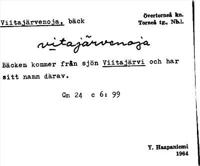 Bild på arkivkortet för arkivposten Viitajärvenoja