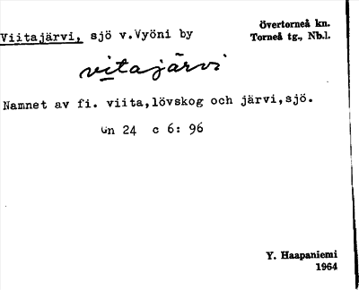 Bild på arkivkortet för arkivposten Viitajärvi