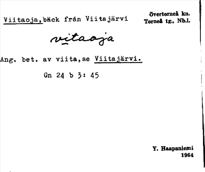 Bild på arkivkortet för arkivposten Viitaoja