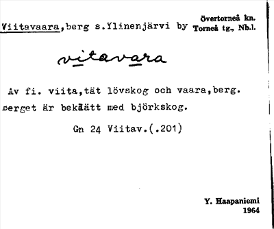 Bild på arkivkortet för arkivposten Viitavaara