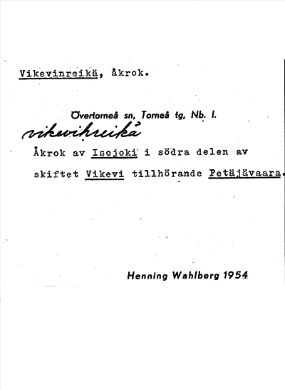 Bild på arkivkortet för arkivposten Vikevinreikä