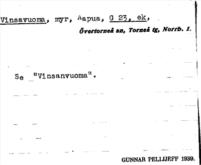 Bild på arkivkortet för arkivposten Vinsavuoma, se Vinsanvuoma
