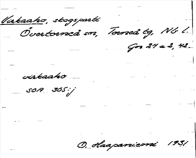 Bild på arkivkortet för arkivposten Virkaaho
