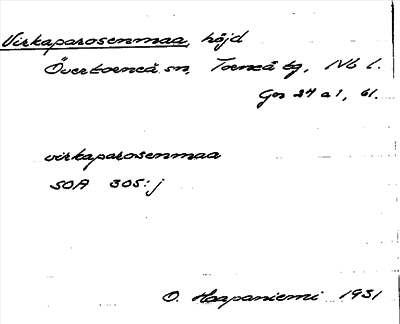 Bild på arkivkortet för arkivposten Virkaparosenmaa