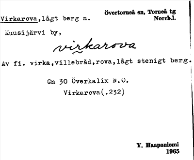 Bild på arkivkortet för arkivposten Virkarova