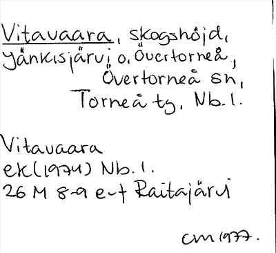 Bild på arkivkortet för arkivposten Vitavaara