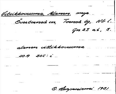 Bild på arkivkortet för arkivposten Vitsikkovuoma, Alanen