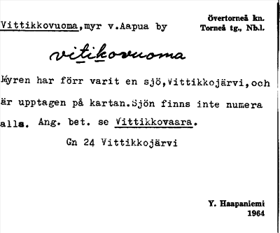 Bild på arkivkortet för arkivposten Vittikkovuoma