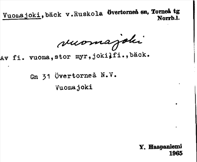 Bild på arkivkortet för arkivposten Vuomajoki