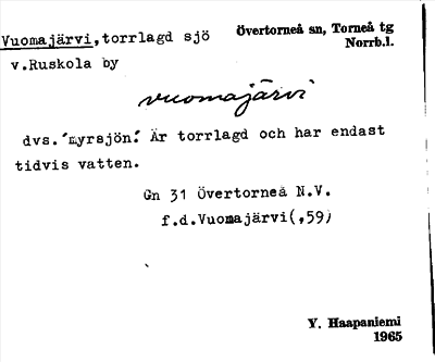 Bild på arkivkortet för arkivposten Vuomajärvi