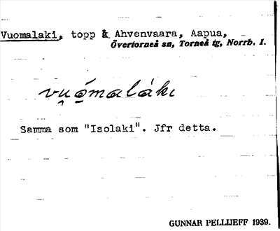 Bild på arkivkortet för arkivposten Vuomalaki