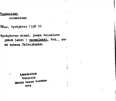 Bild på arkivkortet för arkivposten Vuomaniemi