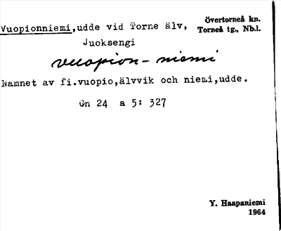Bild på arkivkortet för arkivposten Vuopionniemi