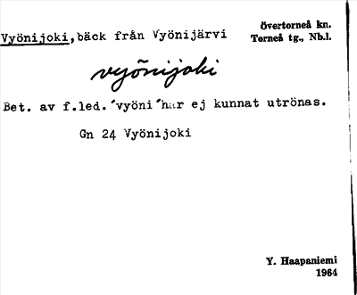 Bild på arkivkortet för arkivposten Vyönijoki