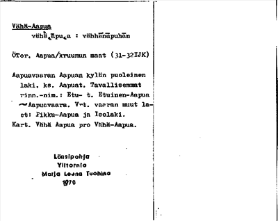 Bild på arkivkortet för arkivposten Vähä-Aapua