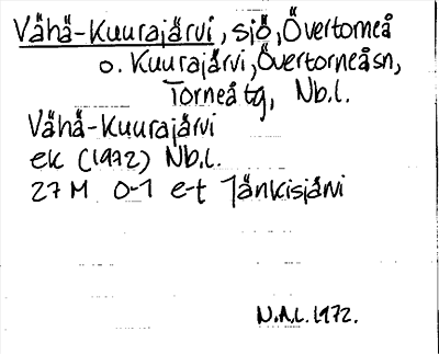 Bild på arkivkortet för arkivposten Vähä-Kuurajärvi