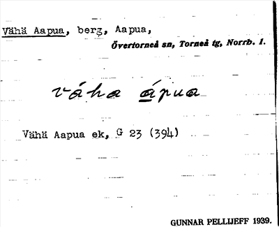Bild på arkivkortet för arkivposten Vähä Aapua