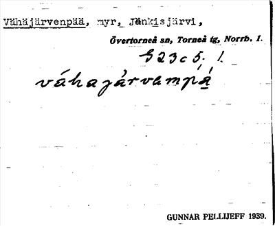 Bild på arkivkortet för arkivposten Vähäjärvenpää