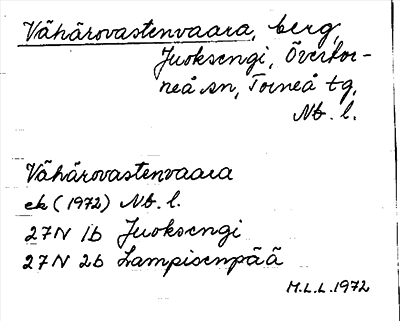 Bild på arkivkortet för arkivposten Vähärovastenvaara