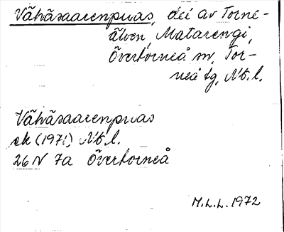 Bild på arkivkortet för arkivposten Vähäsaarenpuas