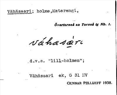 Bild på arkivkortet för arkivposten Vähäsaari