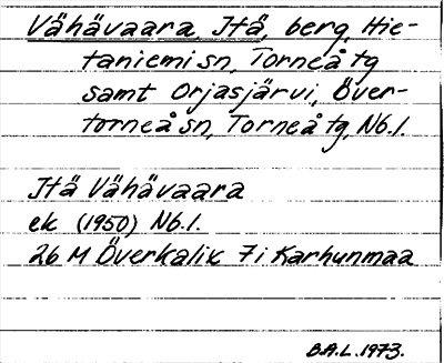 Bild på arkivkortet för arkivposten Vähävaara, Itä