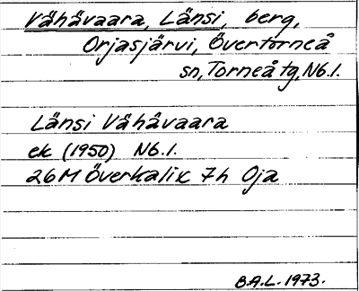 Bild på arkivkortet för arkivposten Vähävaara, Länsi