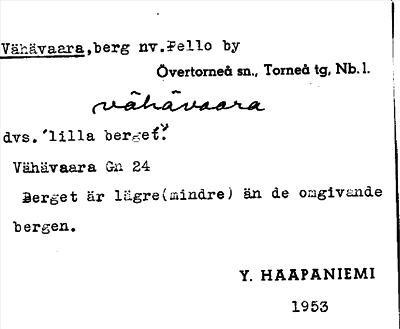 Bild på arkivkortet för arkivposten Vähävaara