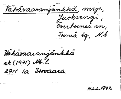 Bild på arkivkortet för arkivposten Vähävaaranjänkkä