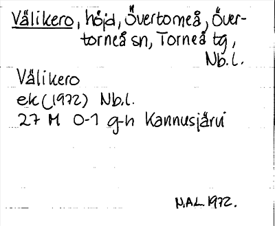 Bild på arkivkortet för arkivposten Välikero