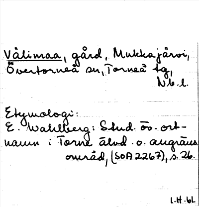 Bild på arkivkortet för arkivposten Välimaa