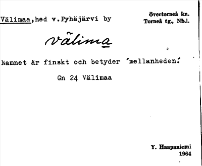 Bild på arkivkortet för arkivposten Välimaa