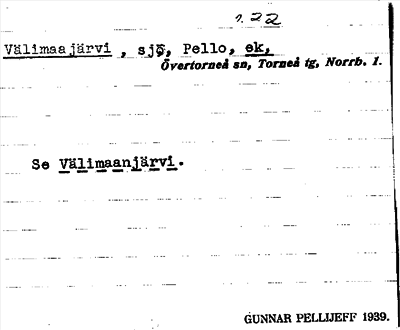 Bild på arkivkortet för arkivposten Välimaajärvi