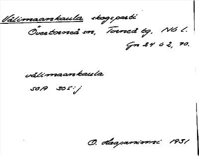 Bild på arkivkortet för arkivposten Välimaankaula