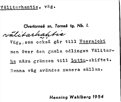 Bild på arkivkortet för arkivposten Välitarhantie