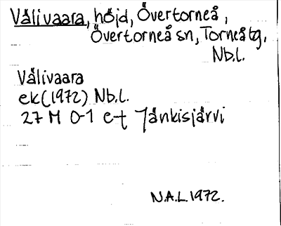 Bild på arkivkortet för arkivposten Välivaara