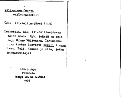 Bild på arkivkortet för arkivposten Välivaaran Oskari