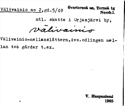 Bild på arkivkortet för arkivposten Välivainio
