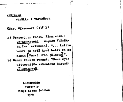 Bild på arkivkortet för arkivposten Vääräkkä