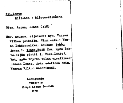 Bild på arkivkortet för arkivposten Yli-Lehto