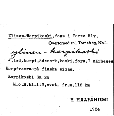 Bild på arkivkortet för arkivposten Ylinen-Korpikoski