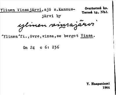 Bild på arkivkortet för arkivposten Ylinen Vinsajärvi