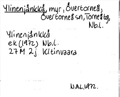 Bild på arkivkortet för arkivposten Ylinenjänkkä