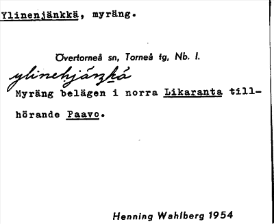 Bild på arkivkortet för arkivposten Ylinenjänkkä