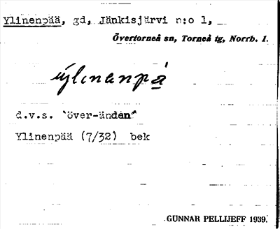 Bild på arkivkortet för arkivposten Ylinenpää