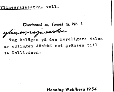 Bild på arkivkortet för arkivposten Ylinenrajasarka