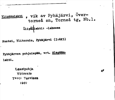 Bild på arkivkortet för arkivposten Ylipäänlahti