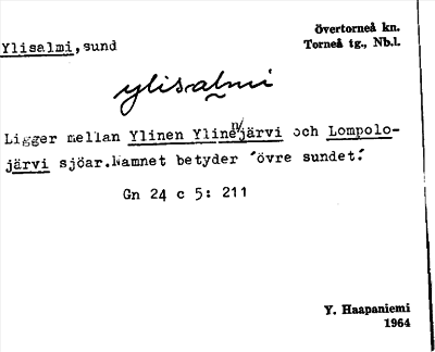 Bild på arkivkortet för arkivposten Ylisalmi